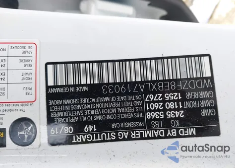 2020 Mercedes-Benz E 350 4Matic z USA, uszkodzony, nr VIN WDDZF8EBXLA719033